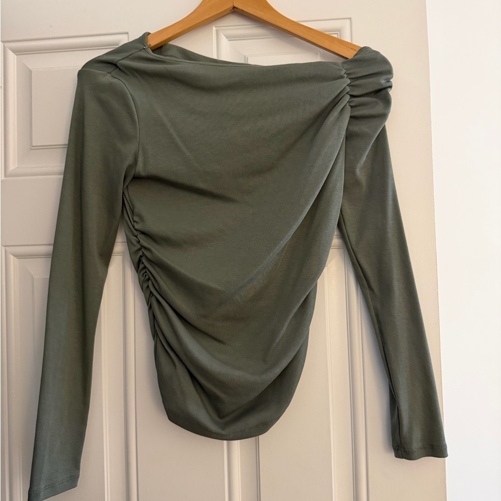 Zara Olive Green Asymmetrical Top
